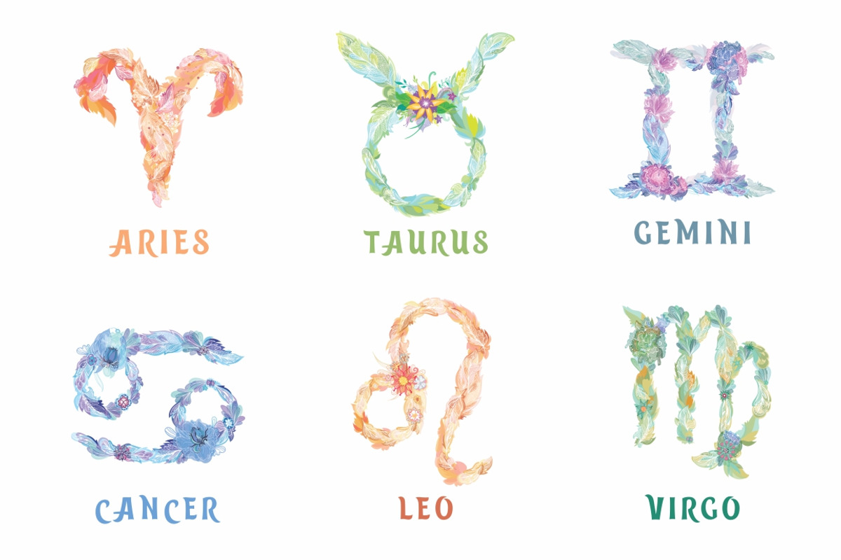 Boho Zodiac Signs Vector, an Illustration by kisikoida (Photo 3 of 9)