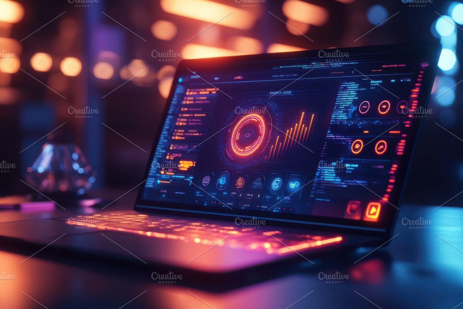 Futuristic Laptop Screen Displays Da, a Background Photo by Pixeness