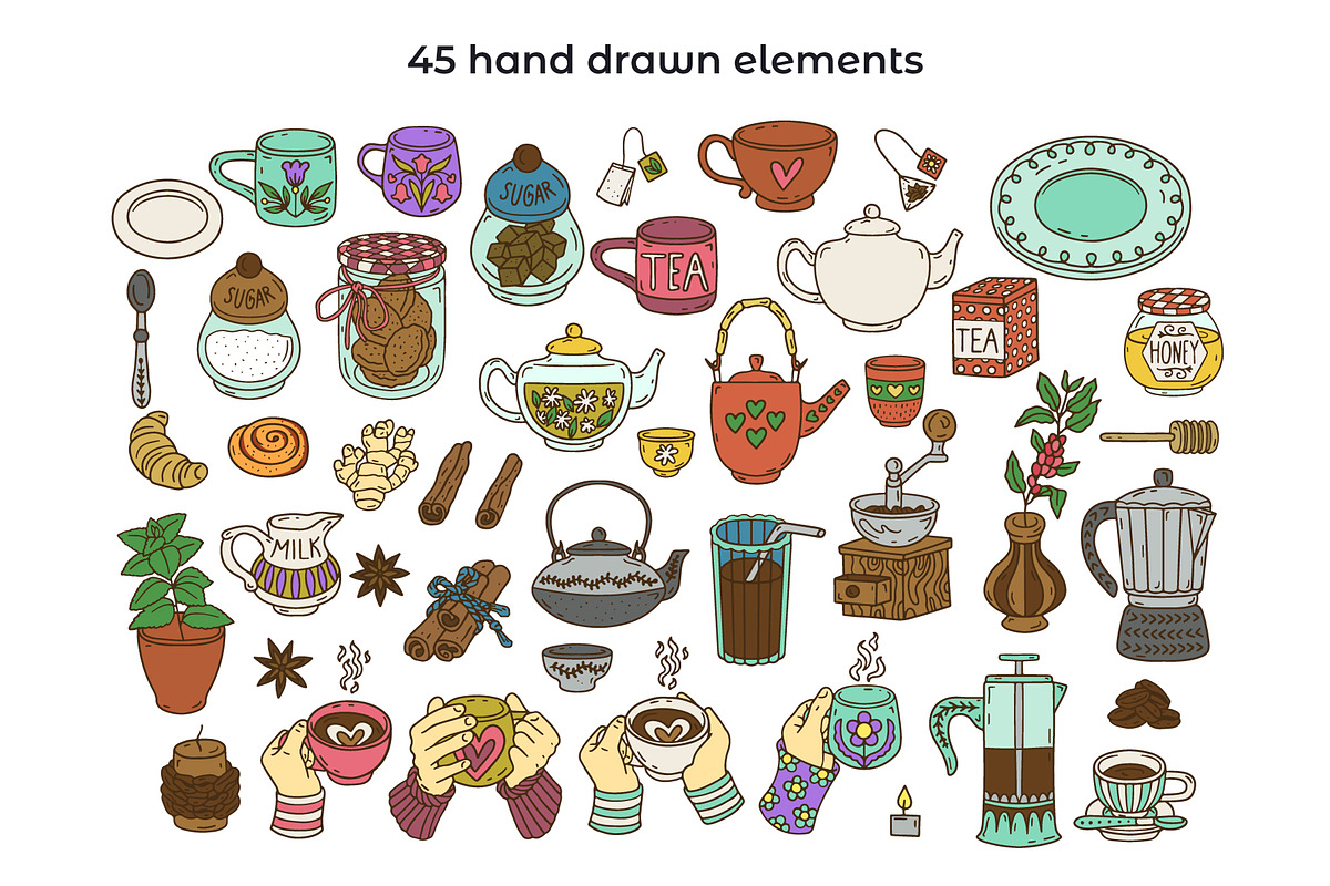 Vibrant Hygge Coffee and Tea Clipart, an Object Graphic by Rose Design (Photo 2 of 4)
