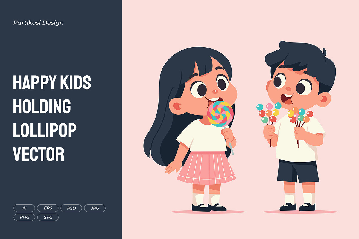 Kids Holding Lollipop, a Person Illustration by Partikusi Design (Photo 1 of 3)