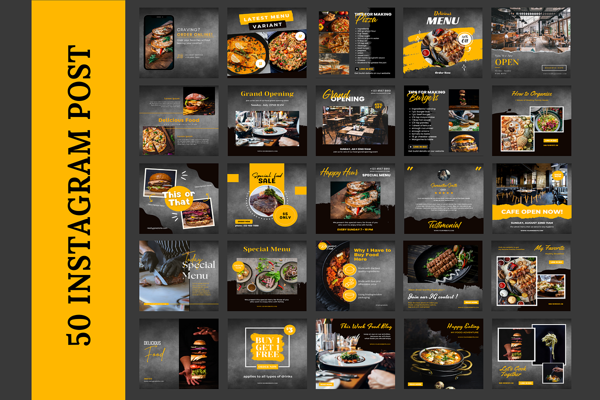 Food Restaurant Instagram Template, a Social Media Template by LushBury (Photo 2 of 8)