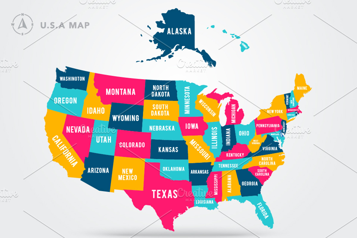 Map Of United States Of America, an Object Graphic by Black White Mouse Design