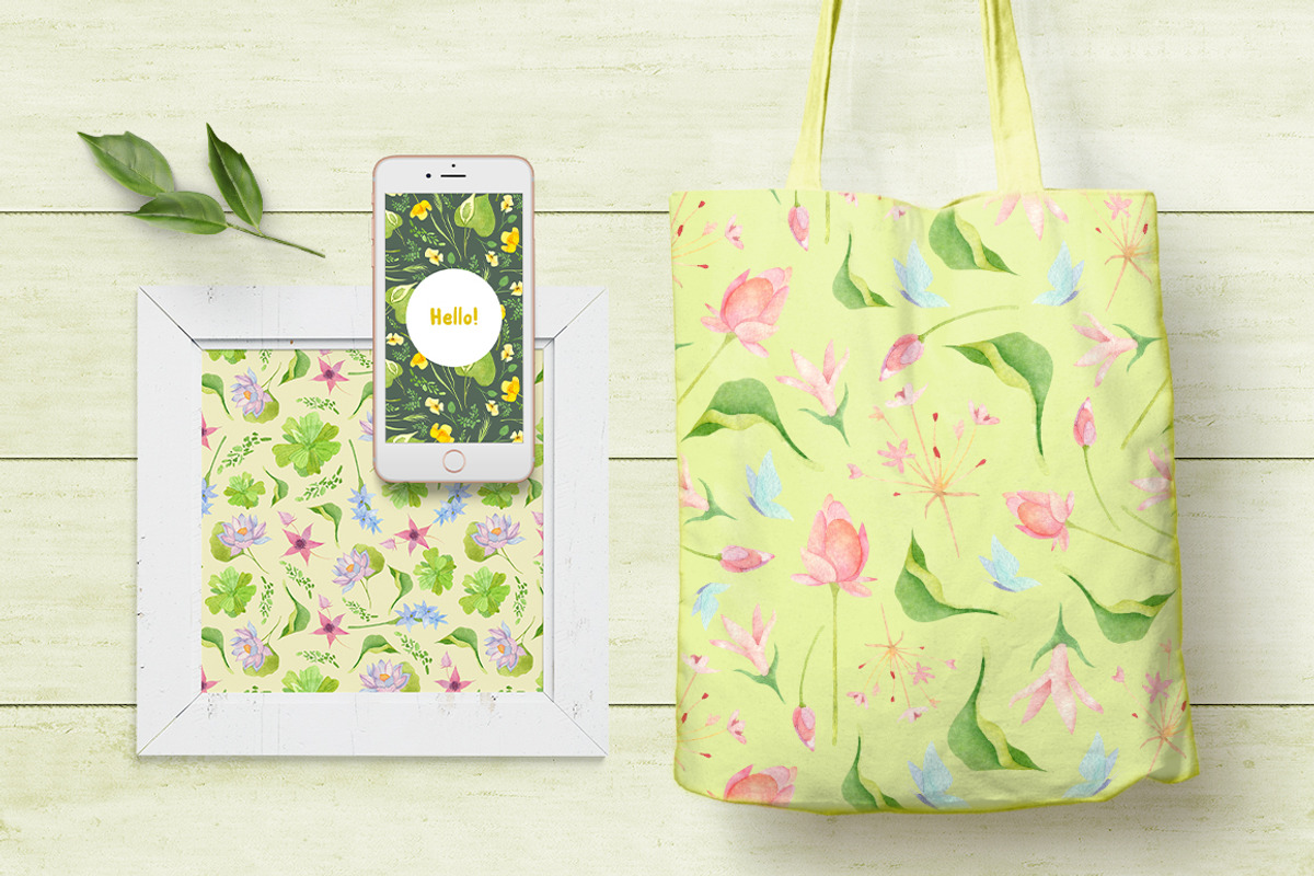Wetland floral watercolor patterns, a Pattern Graphic by Piñata (Photo 7 of 8)