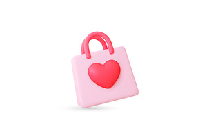 Shopping bag 3d icon. Isolated love, an Illustration by Valerie Bodnar