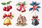 Midnight Cherry Christmas Clipart, an Illustration by Dream Creation (Thumbnail 3 of 7)