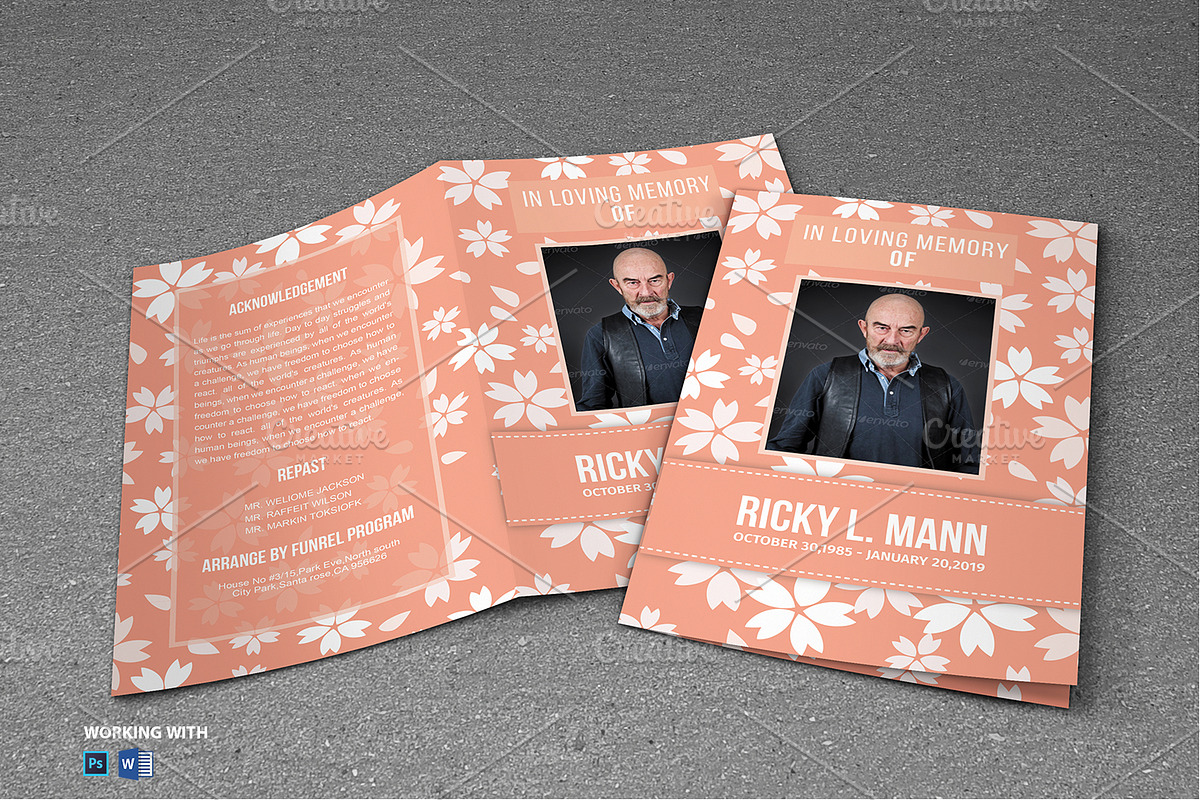 Funeral Program Template Printable, a Brochure Template by Madhabi Studio (Photo 1 of 5)