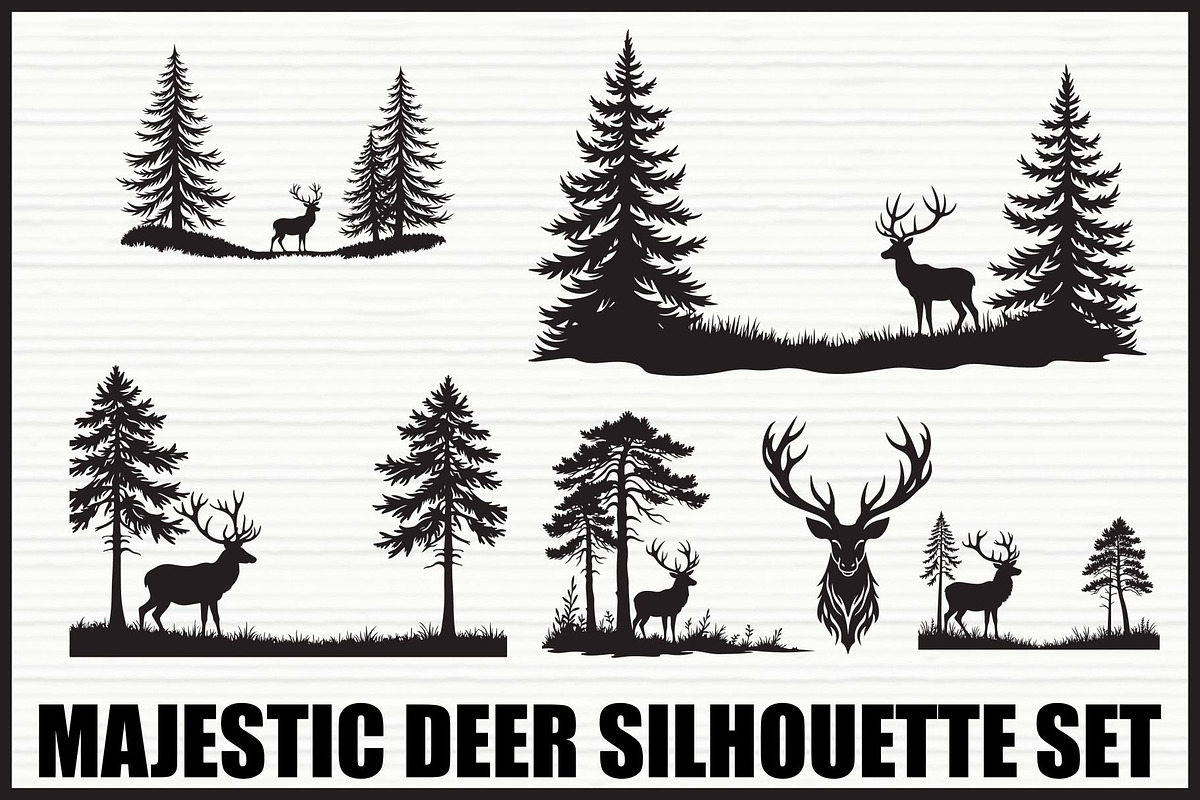 Running Deer Silhouette Set, an Illustration by BIPLOB EXPERT (Photo 1 of 7)