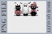 Black Cat Ghost Witch Halloween PNG, a Graphic by olgasallom (Thumbnail 1 of 3)