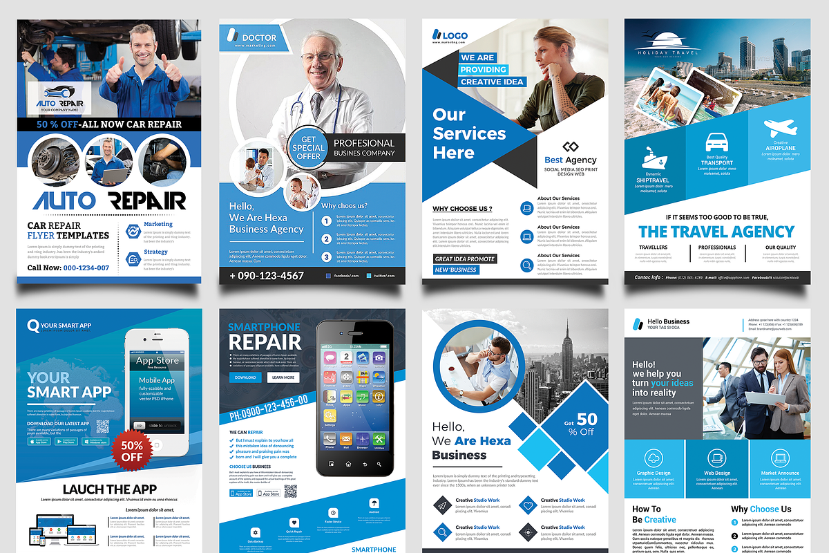 New-150 Multipurpose Flyers Bundle, a Flyer Template by AfzaalGraphics (Photo 17 of 35)