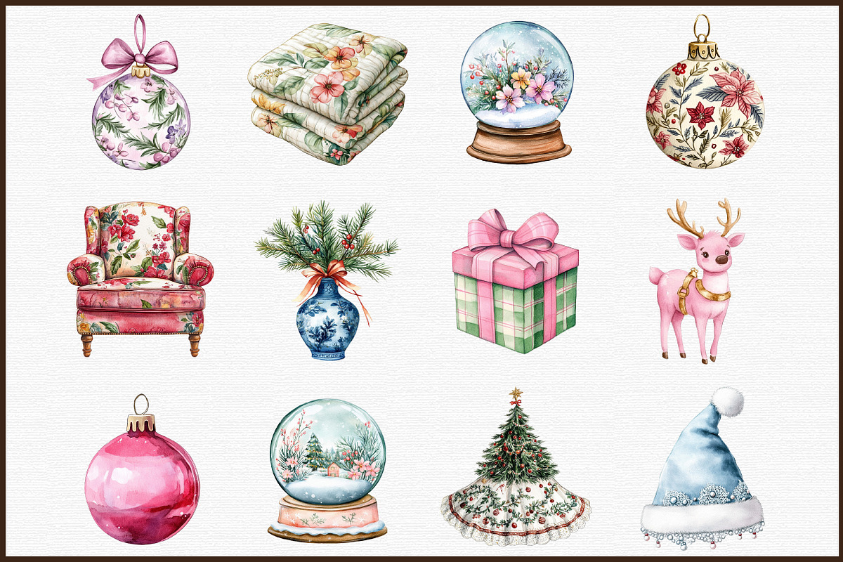 Grandmillennial Christmas Clipart, an Illustration by Sublimation Artist (Photo 3 of 6)