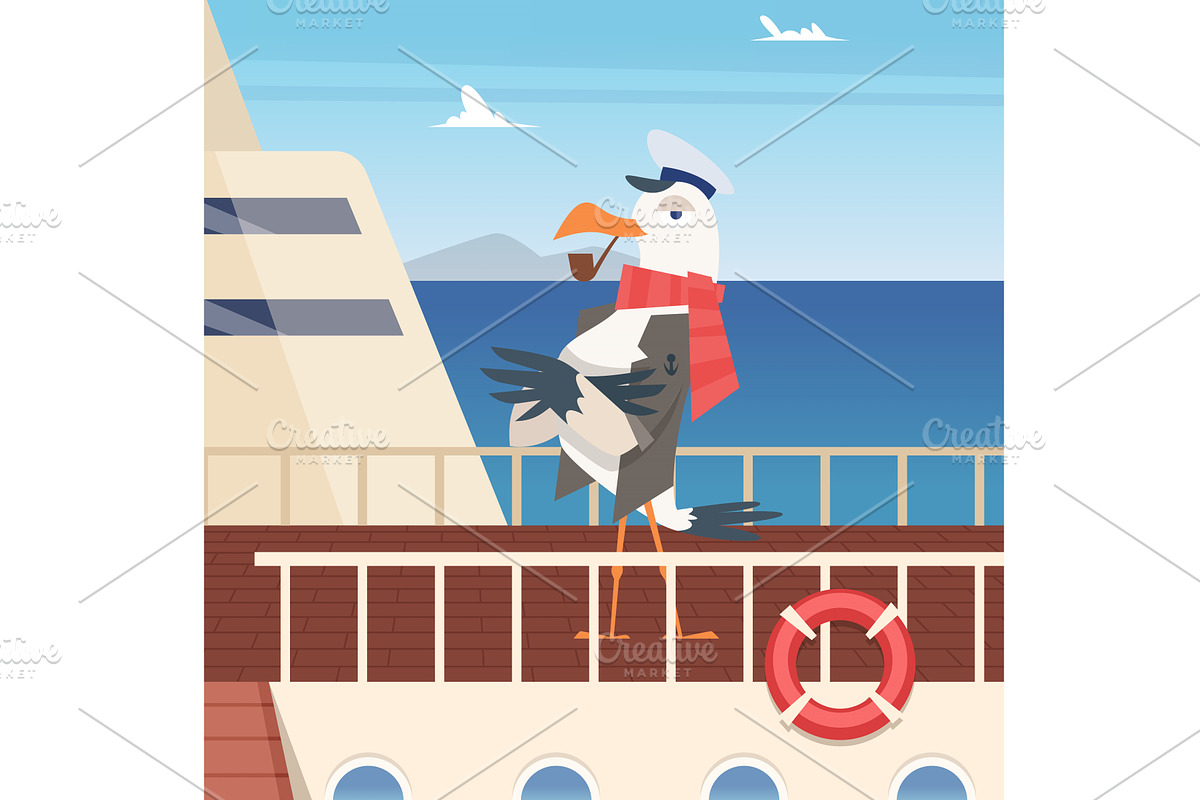 Captain seagul. cartoon character, a Transportation Illustration by Onyx
