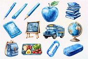 Blue School Clipart PNG, an Illustration by Dream Creation (Thumbnail 2 of 4)