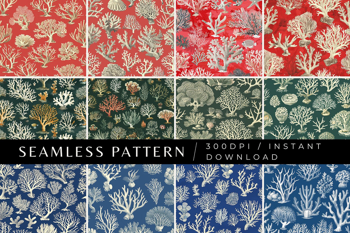 12 Sea Coral Dreams Patterns, a Pattern Graphic by Inknfolly (Photo 1 of 7)