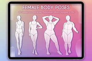 20 Realistic Female Body Poses Stamp