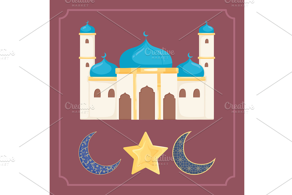 arabic mosque moon, an Illustration by studiogstock