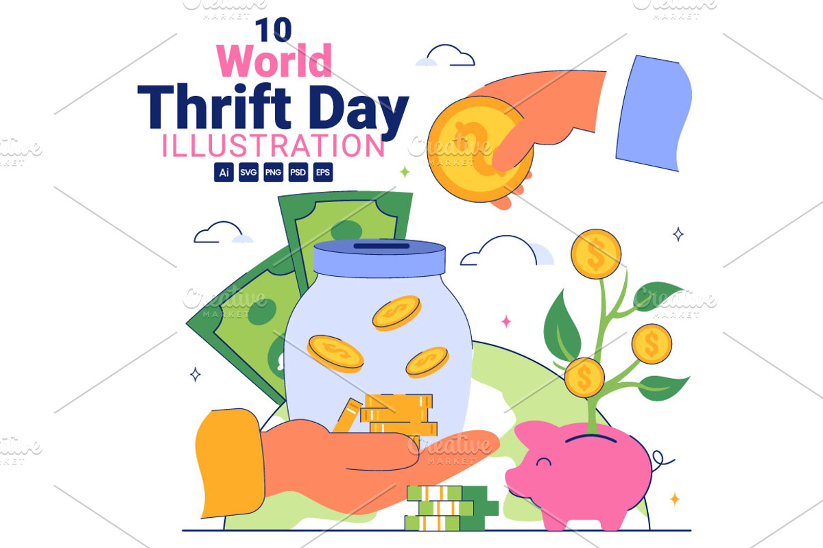 10 World Thrift Day Illustration, a Finance Illustration by denayunebgt (Photo 1 of 4)