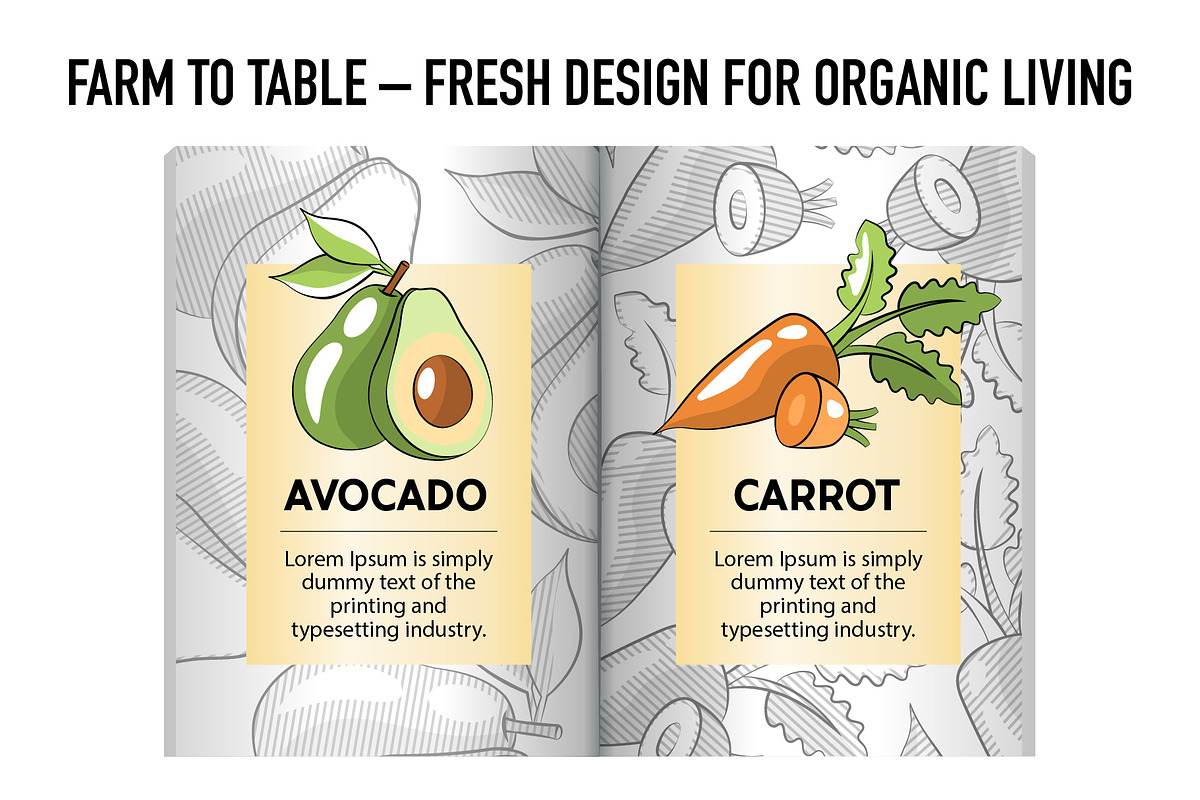 Vegetable Designs. Retro Templates, a Food Illustration by Lettering_Logo (Photo 7 of 15)
