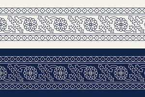 Blue Indian Block Print: Border