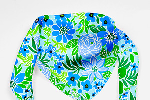 Blue And Green Seamless Floral Print