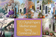 Mediterranean Spring Digital Papers, an Object Illustration by Fusion Dream (Thumbnail 1 of 7)