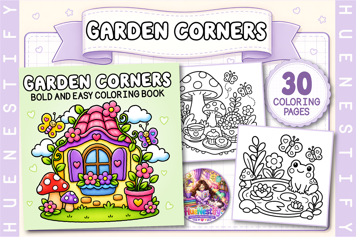 Garden Corners Coloring Book, a Decorative Illustration by HueNestify (Photo 1 of 4)