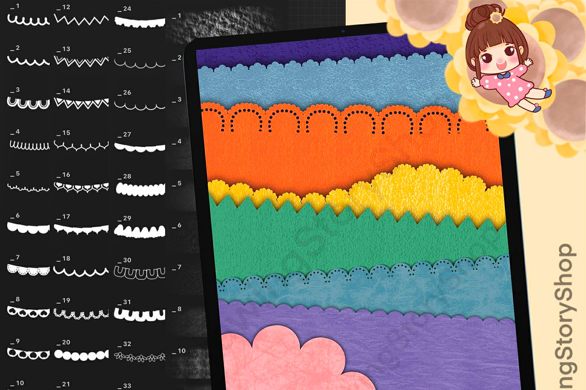 Procreate Scalloped Edge & Paper, a Brush Add-On by DrawingStoryShop (Photo 1 of 6)