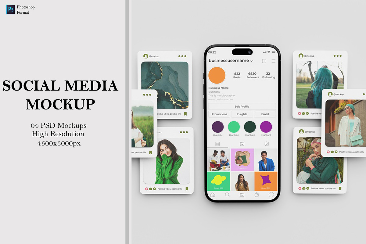 High Quality Social Media Mockup, a Wearable Device Mockup by Ataku Design (Photo 1 of 5)