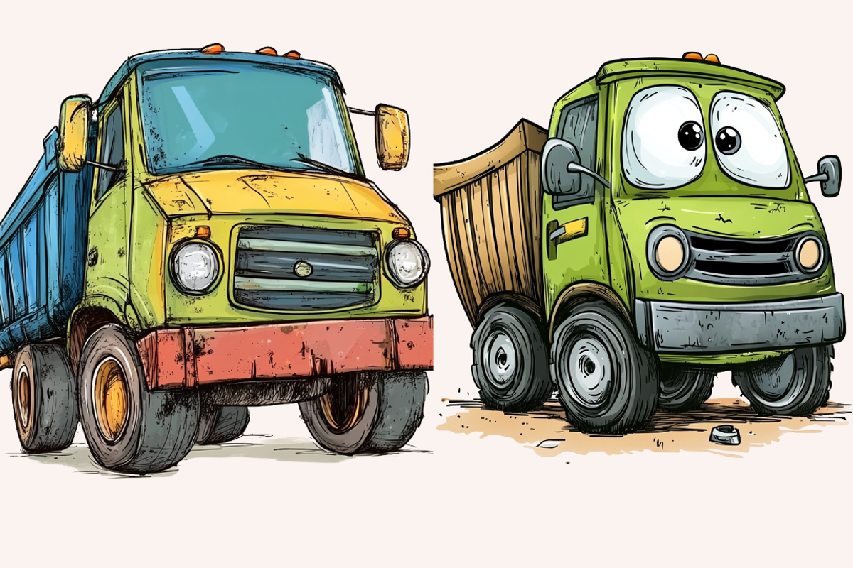 Cartoon Trucks and Diggers, a Transportation Illustration by PrintHaven Designs (Photo 2 of 7)