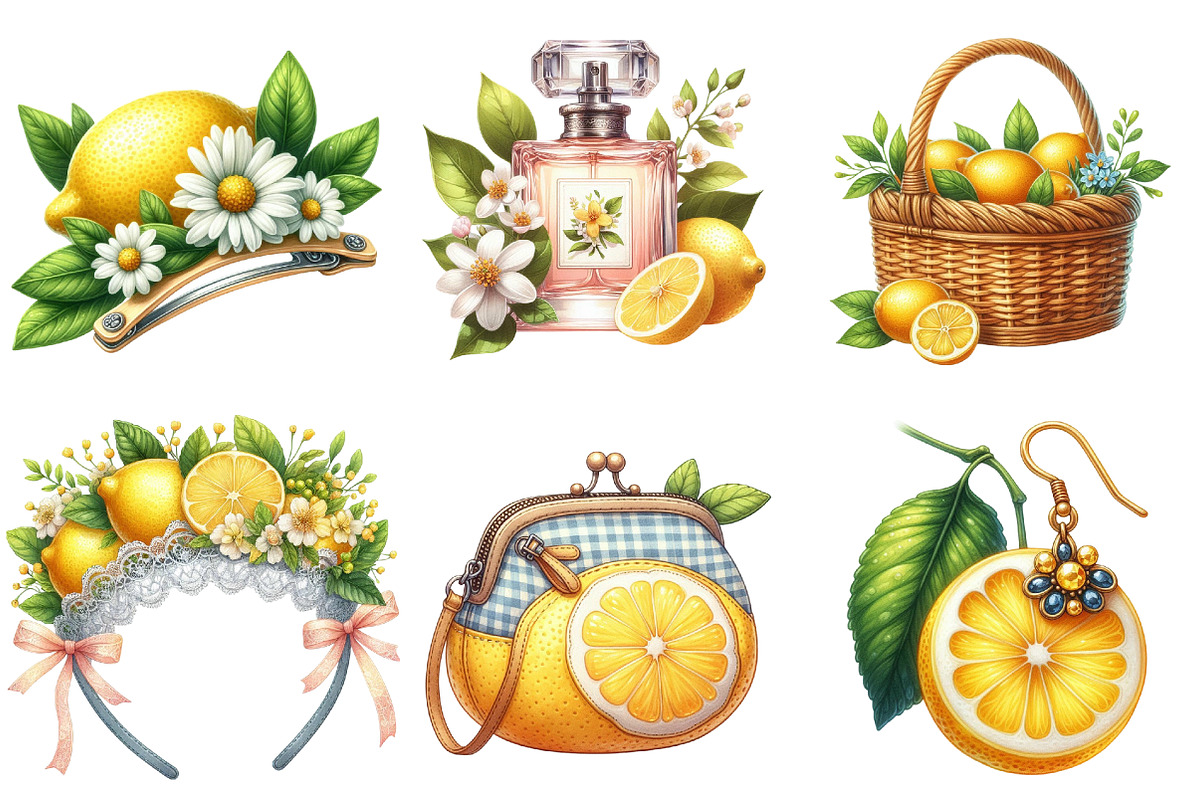 Lemon Clipart Summer Fashion Cottage, an Illustration by Watercolor design (Photo 2 of 4)