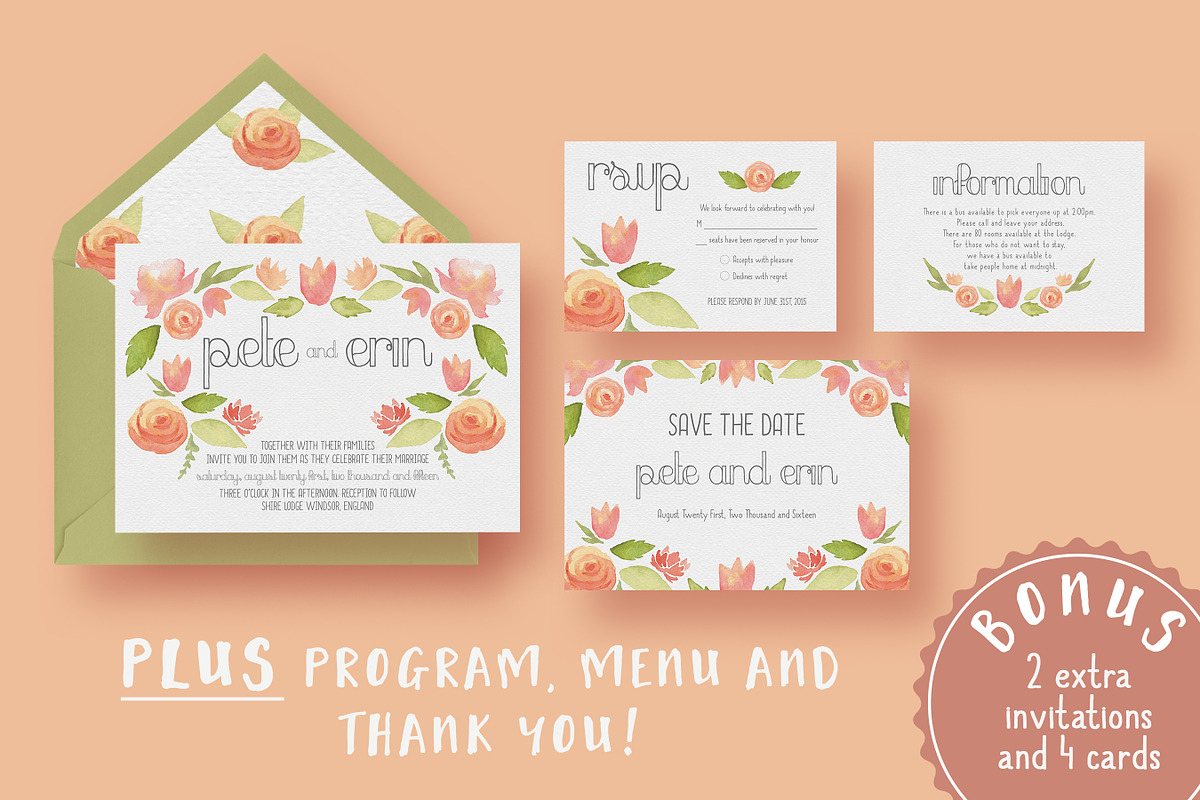 Garden Watercolour Wedding Suite, an Invitation Template by Knotted Design (Photo 1 of 4)