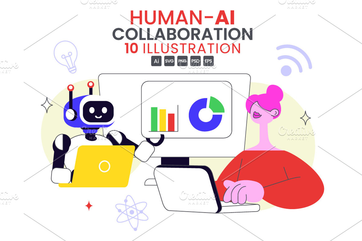 10 Human AI Collaboration, a Technology Illustration by denayunebgt (Photo 1 of 4)
