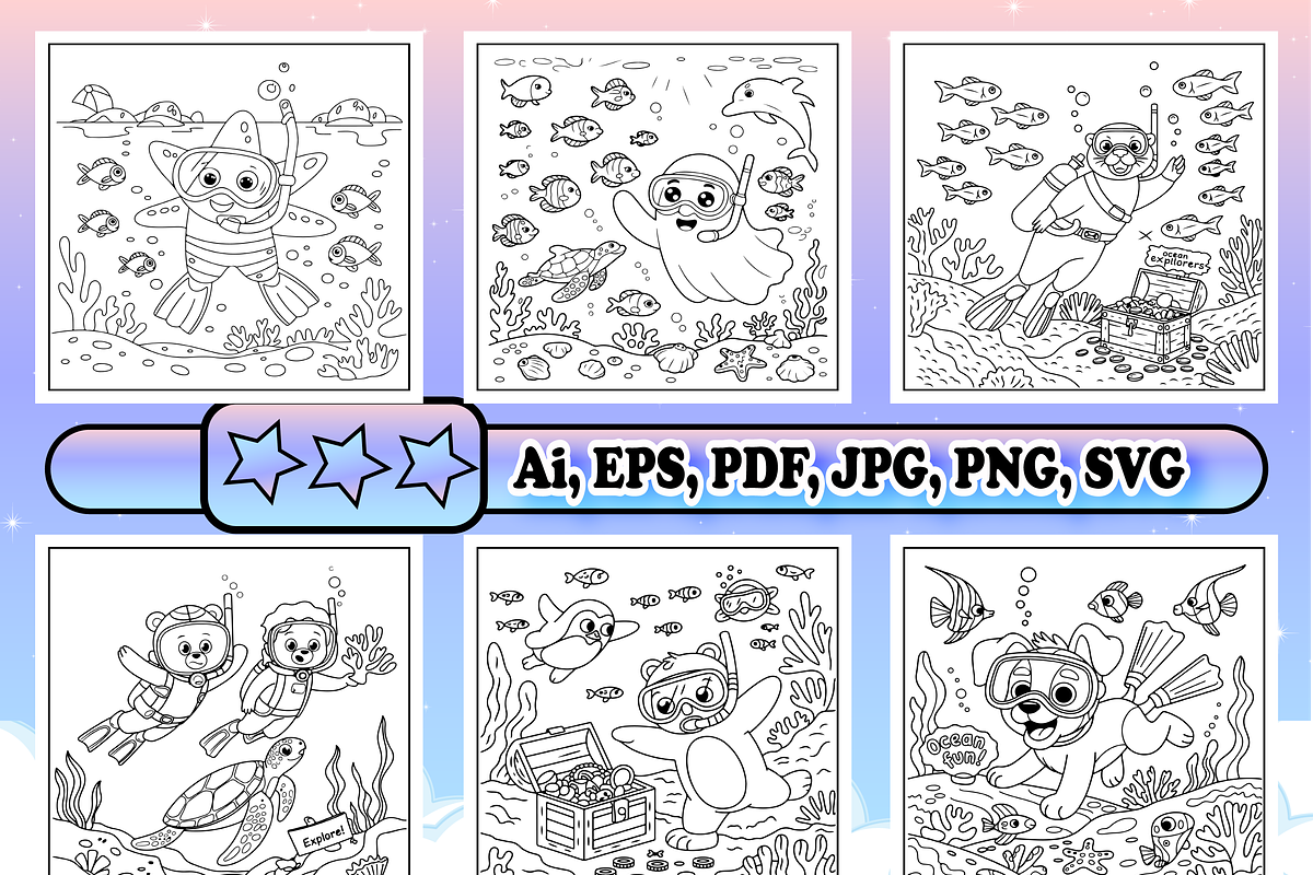 Animals Scuba Diving Coloring Book, an Animal Illustration by Design Zone (Photo 3 of 5)