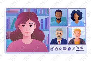 Woman Video Conference Call Online, a Person Illustration by Christos Georghiou