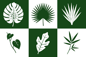 Exotic Tropical Leaf Silhouettes