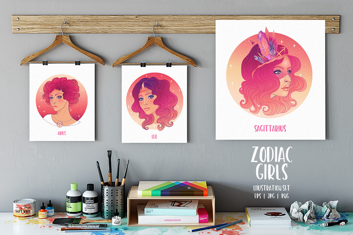 12 Zodiac Girls. Vector set., a Person Illustration by Varvara Gorbash (Photo 7 of 7)