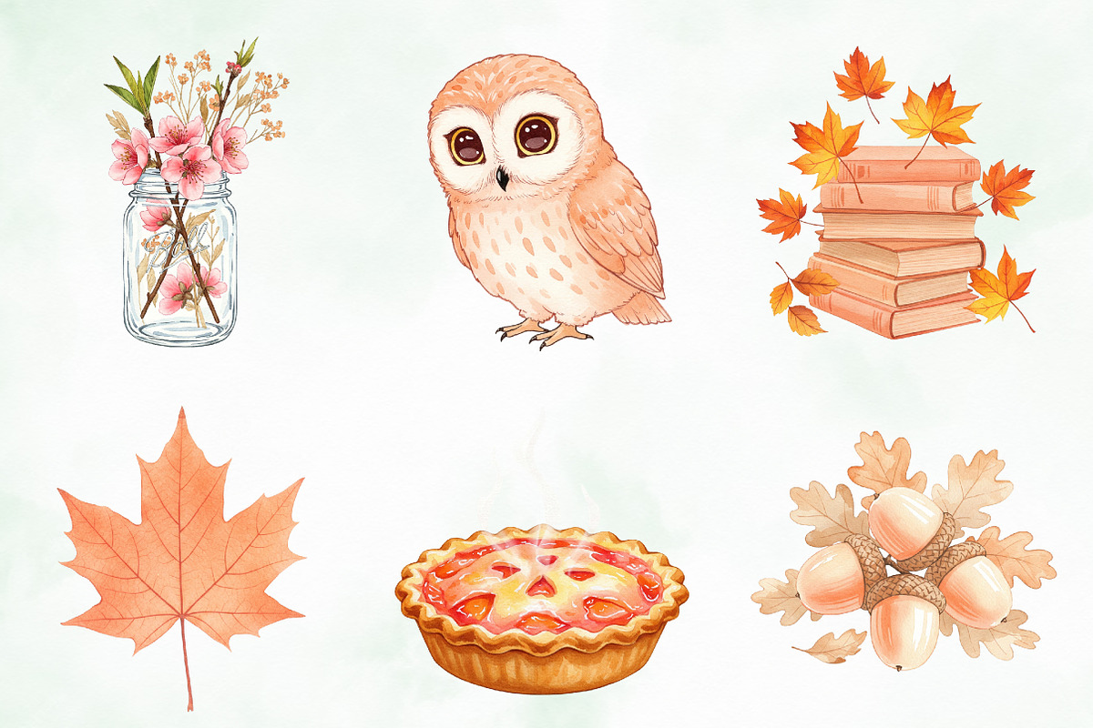 Peach Colored Autumn Clipart, an Illustration by Creative Art (Photo 7 of 10)