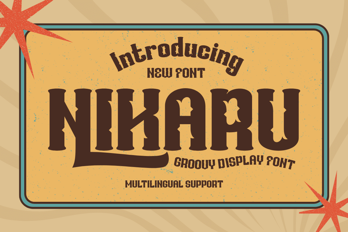 NIKARU | Groovy Retro Font, a Font by twinstd (Photo 1 of 12)
