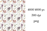 Watercolor flowers pattern, a Pattern Graphic by Kate Creative Studio (Thumbnail 2 of 5)