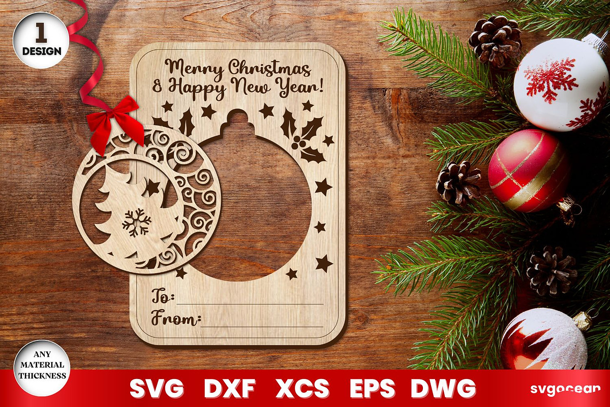 Christmas Greeting Cards Ornament, an Illustration by svgocean (Photo 3 of 7)