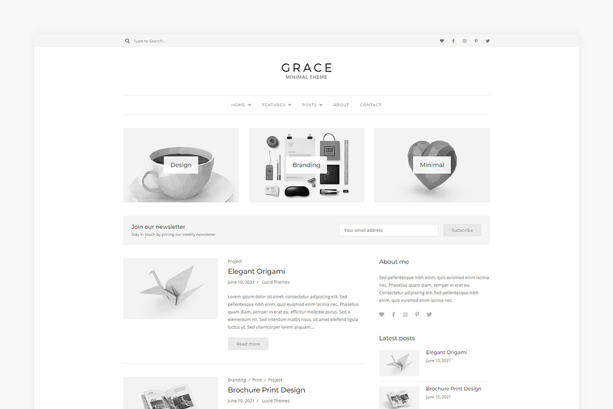 Grace - Minimal WordPress Blog Theme, a WordPress Template by Lucid Themes (Photo 3 of 6)
