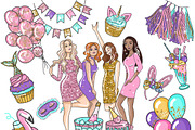 Party Girlfriend Clipart, a Person Illustration by GlamArtZhanna (Thumbnail 2 of 5)