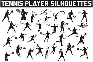 A dynamic Tennis Player Silhouettes, an Illustration by Amazin_art