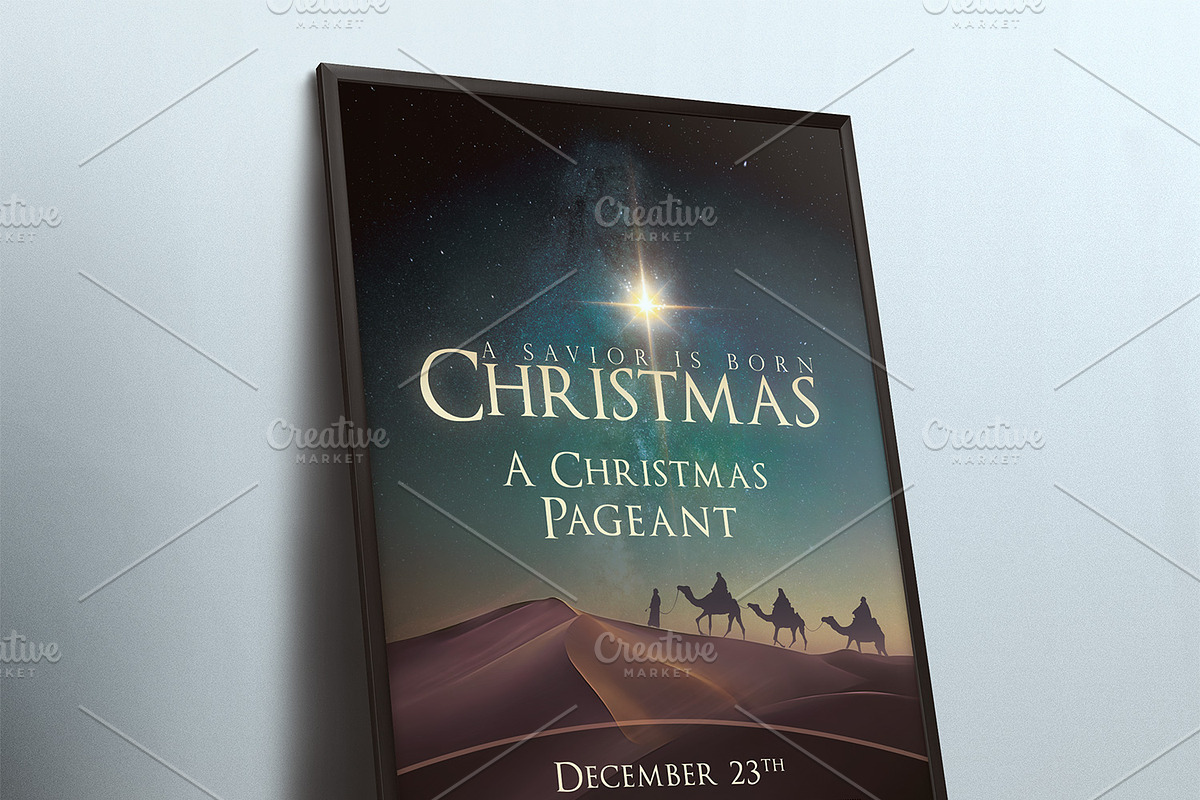 Christmas Church Poster & Flyer, a Flyer Template by CREATIVE DUDE (Photo 2 of 6)