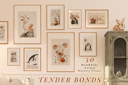 Tender Bonds–Mom&Baby Animal Prints, a Graphic by Alona Roshka