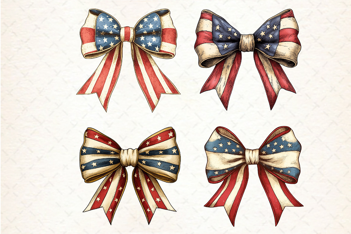 Coquette USA Bows Clipart, an Illustration by Libby Wishes (Photo 4 of 7)
