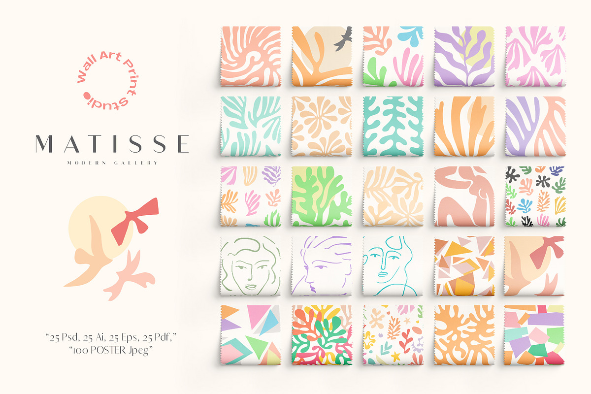 Matisse Modern Gallery 1, a Background Graphic by Wall Art Print Studio (Photo 3 of 13)