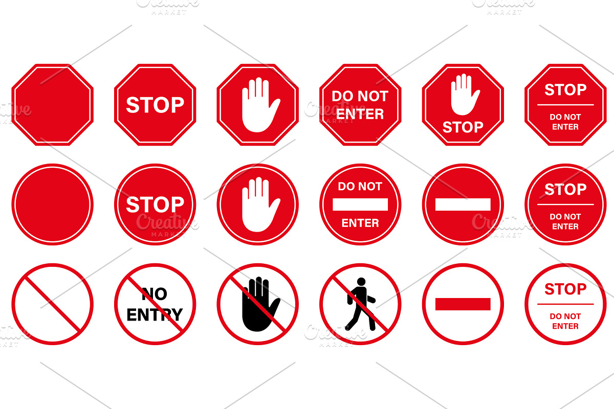 Do Not Enter Red Circle Symbol, an Object Illustration by Vector Creator