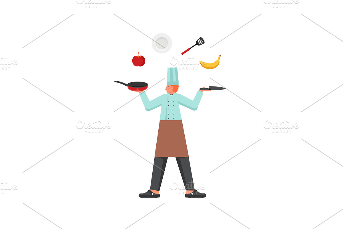 Restaurant cook, vector flat style, a Person Illustration by Sky Pics Studio