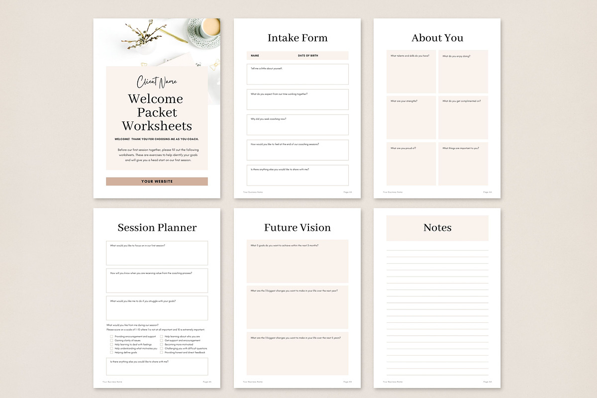Coaching Client Intake Sheets Canva, a Brochure Template by DeeBeeDesign (Photo 5 of 10)