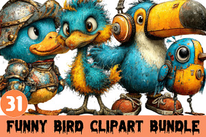 Funny Bird Clipart Bundle, a Graphic by CitraGraphics
